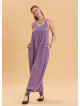 Lilac Bohemian Jumpsuit with Elasticated Legs and Tied Neck 4486